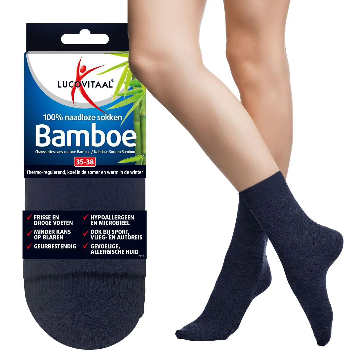 Bamboe Sokken Lang Blauw 3 paar