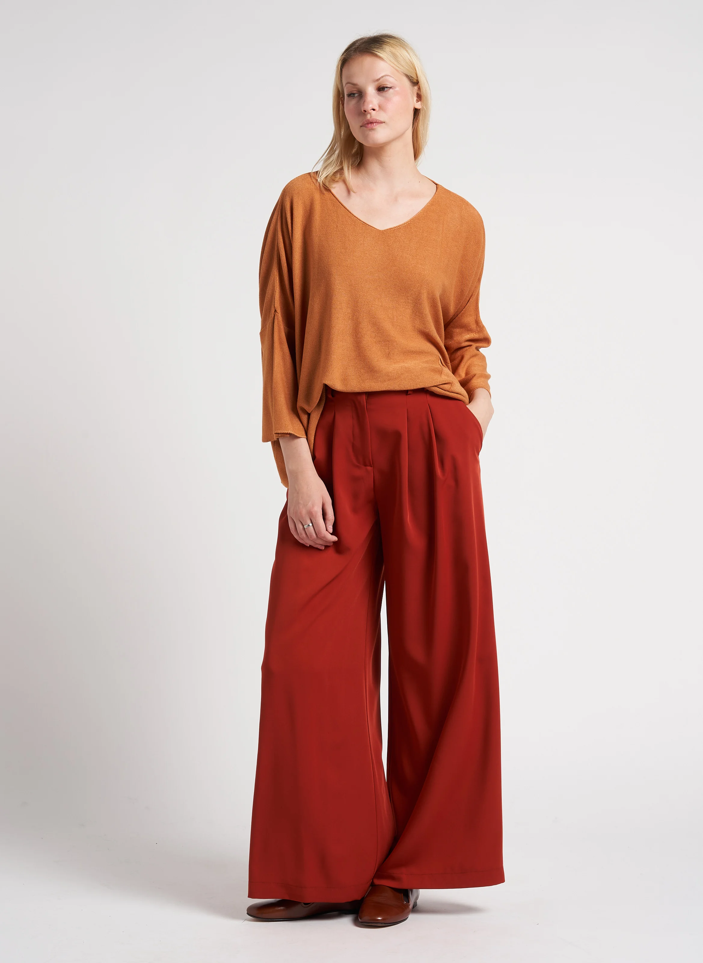 Pull col V oversize | Marron