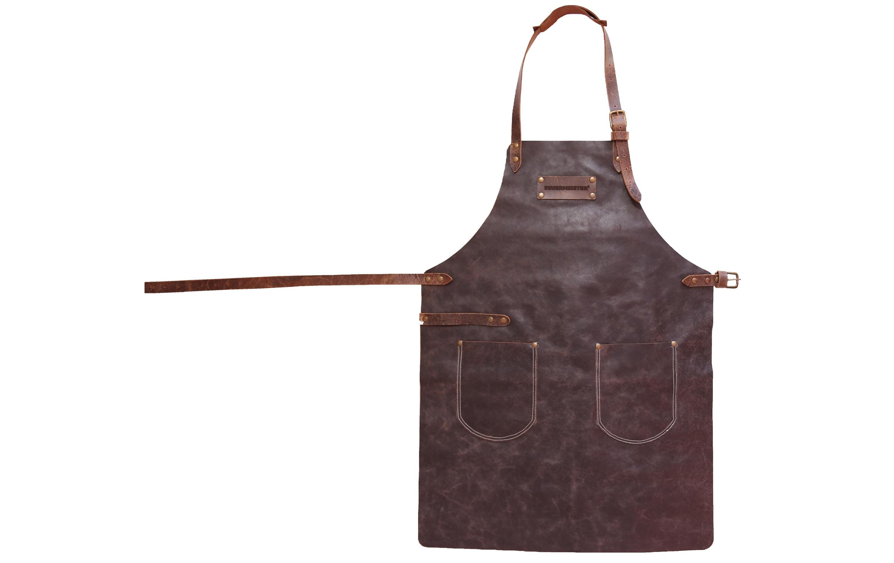 Grillschürze Antikleder, Braun, Grösse 3<br>Lederschürze für den Grillmeister, mit Taschen