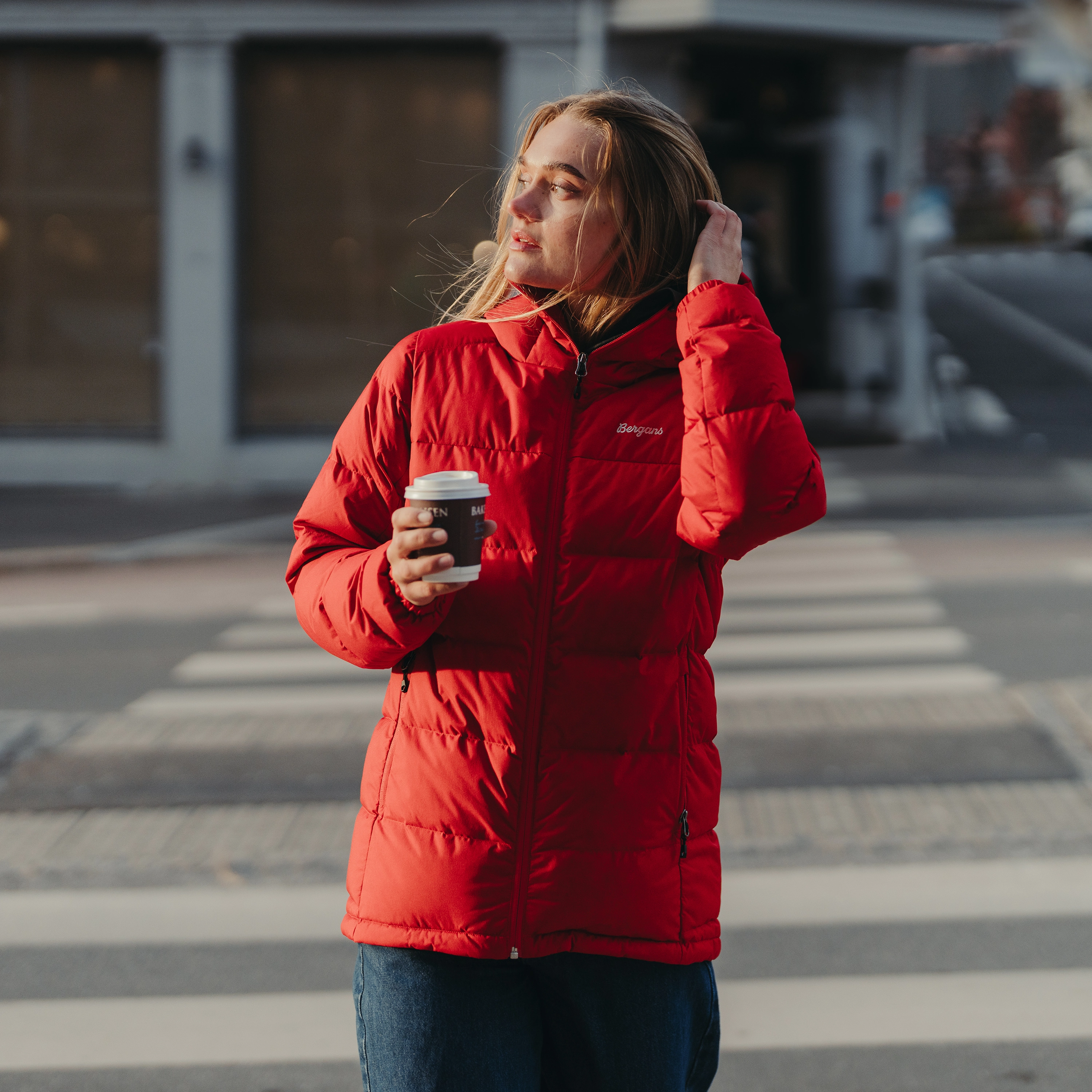 Warm Down Jacket Women Dark Brick
