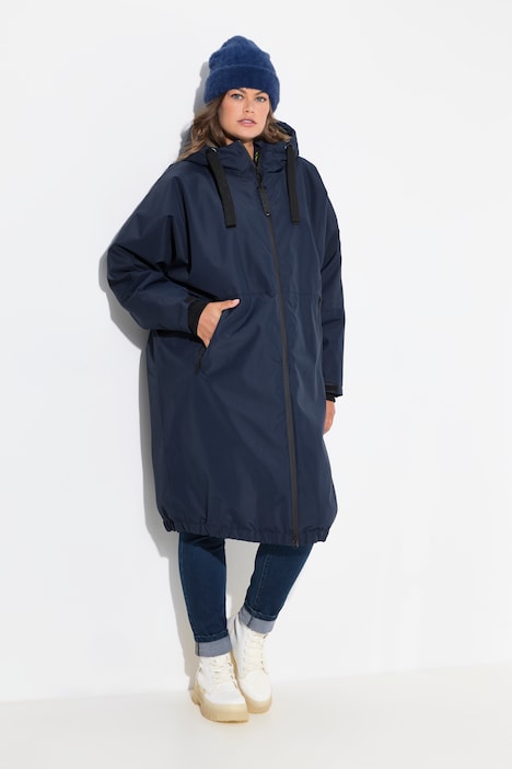 Funktionsjacke, oversized, Teddyfutter, Kapuze, 2-Wege-Zipper