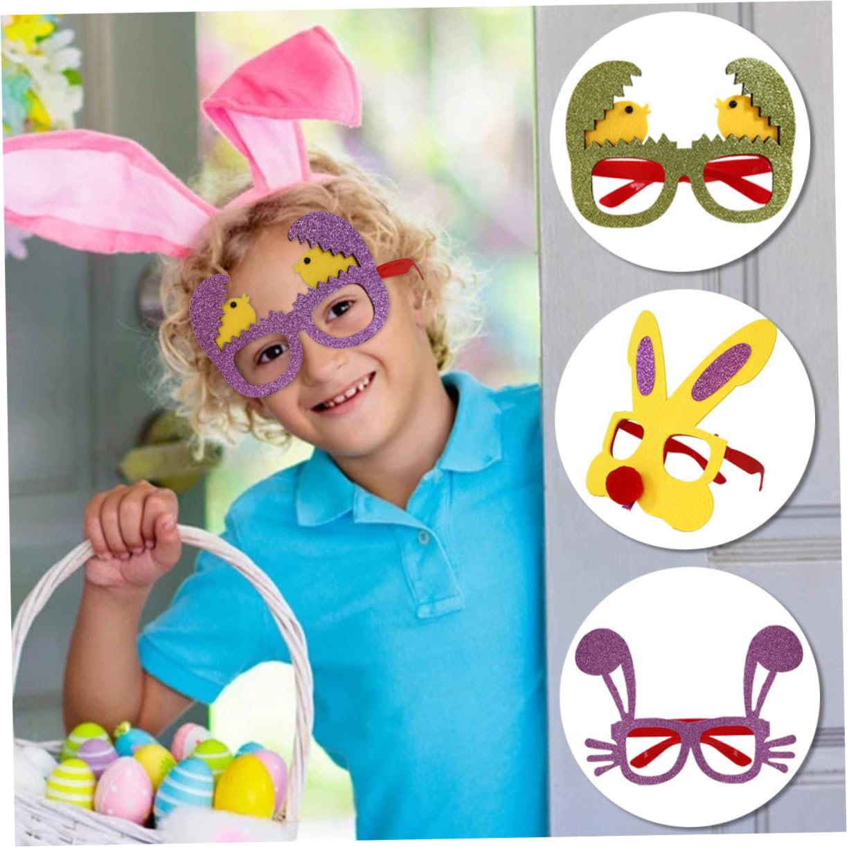 (12er Set) Photo Booth Oster Brillen Party Fotorequisiten Foto Accessoires Dekorationen für lustige Bilder - Osterhase / Küken