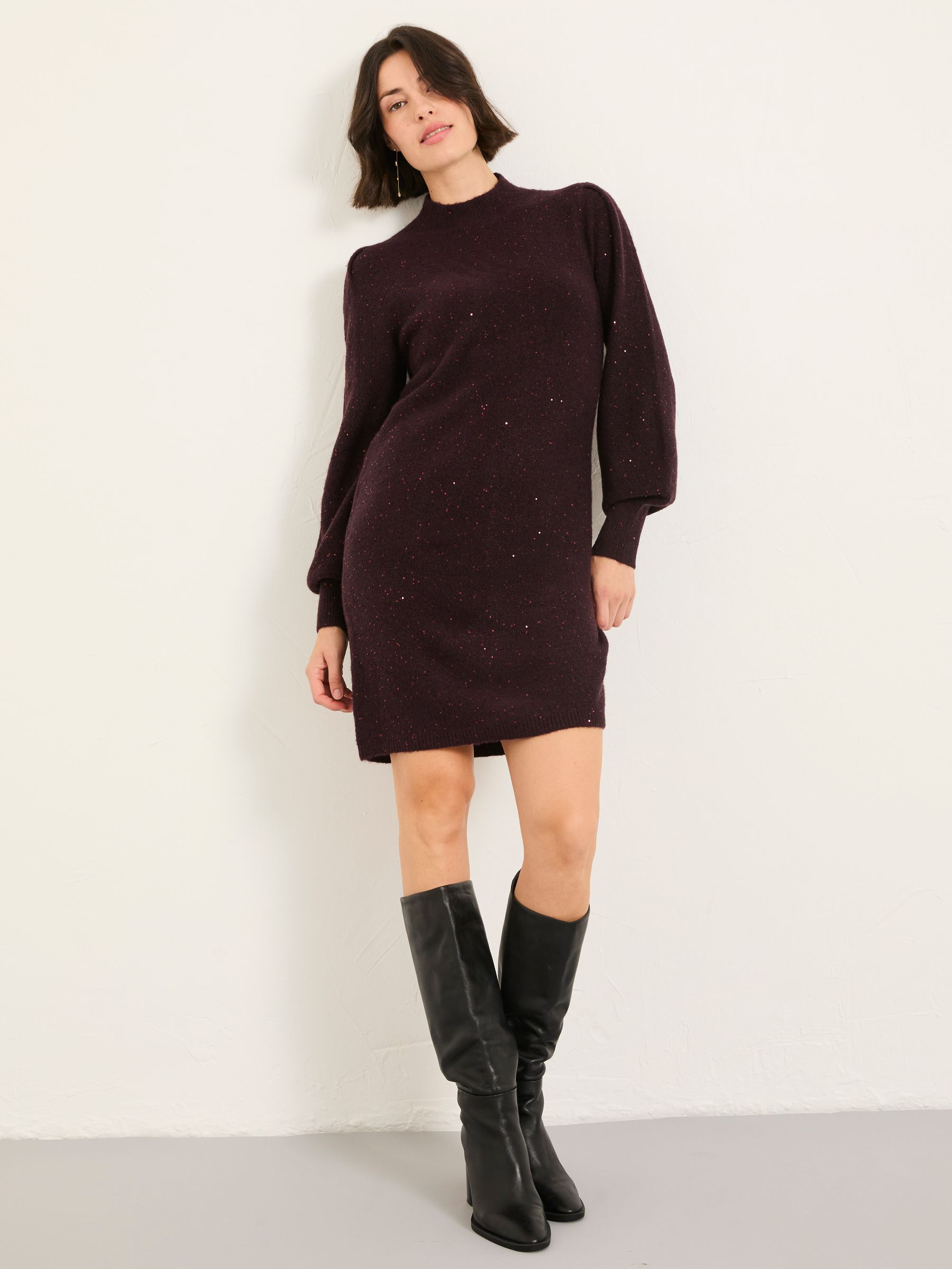 Bordeauxrood - FatFace Sparkle Knit Mini Dress