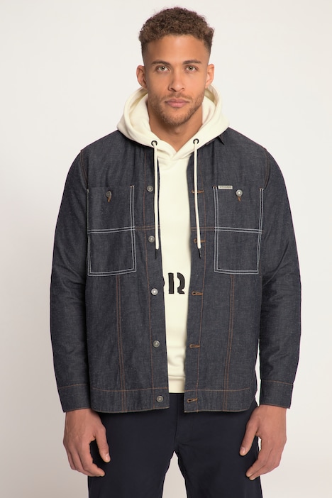 STHUGE Jeanshemd, Overshirt, Denim, Langarm, Stehkragen, bis 8 XL