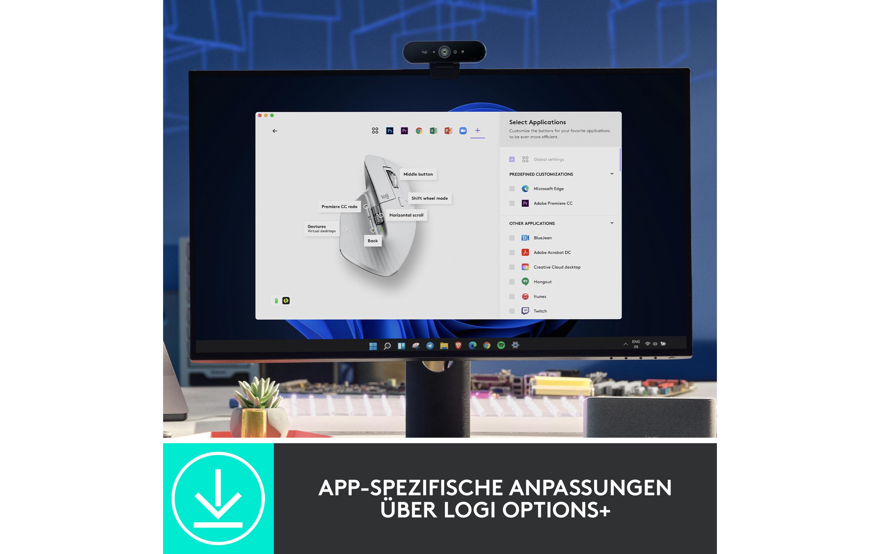 Maus MX Master 3S Pale GreyKabellose Präzisionsmaus mit «Logitech Flow»-Technologie und leisen Klickgeräuschen
