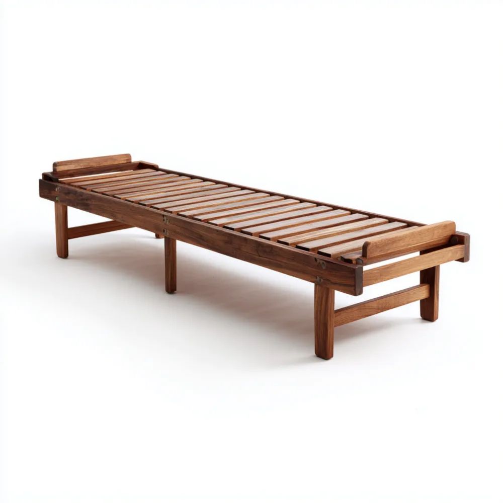 Gartenliege aus Massivholz 195x65x30 cm - Naturholz - Klassisches Desi