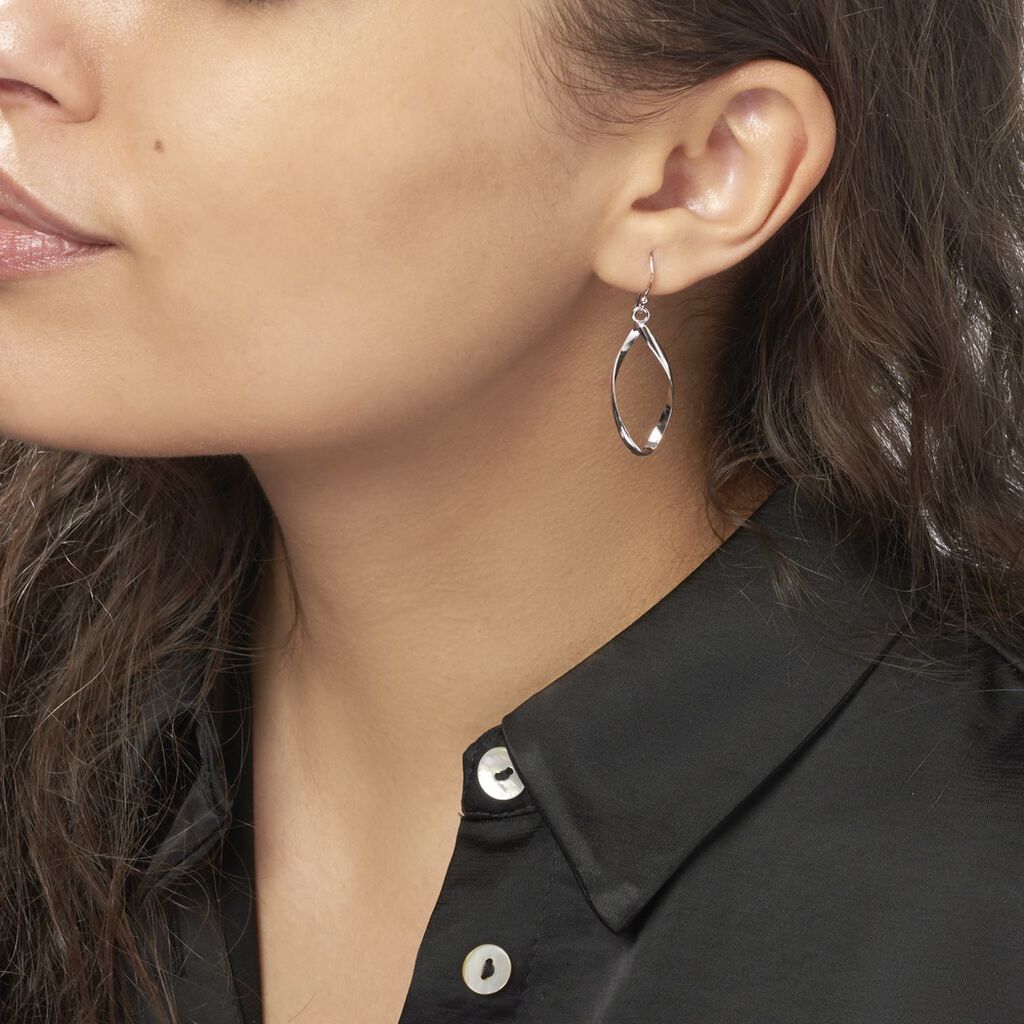Boucles D'oreilles Pendantes Twisty Argent Blanc