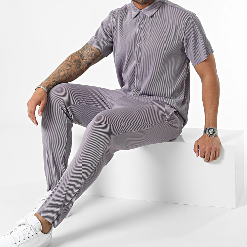 Ensemble Chemise Manches Courtes Et Pantalon Violet