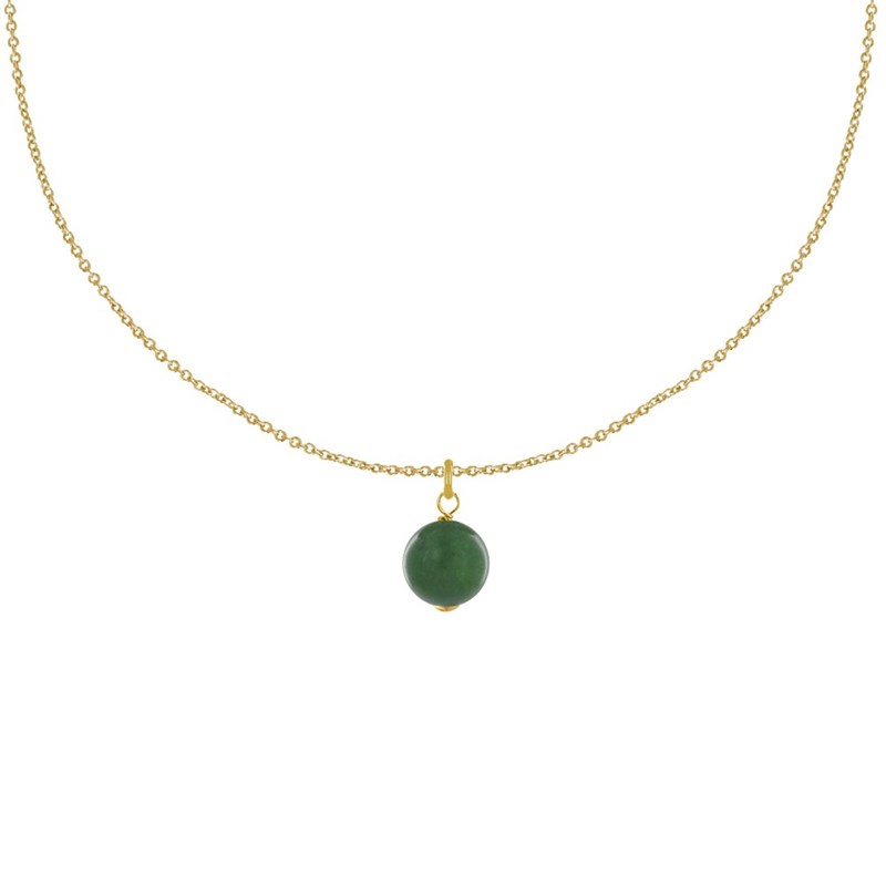 Collier Plaqué Or Pendentif Perle de Jade