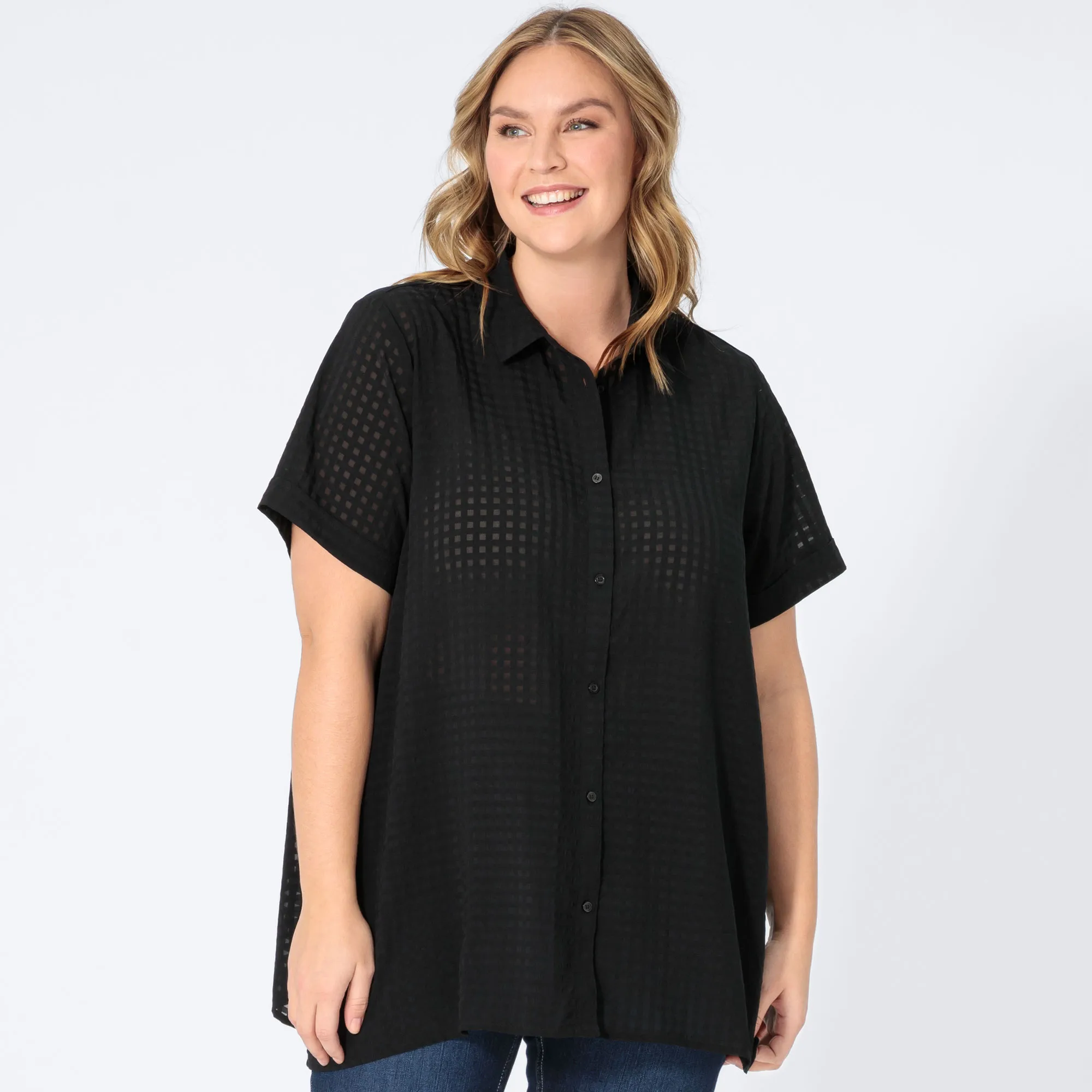 Damen-Bluse mit Satin, große Größen