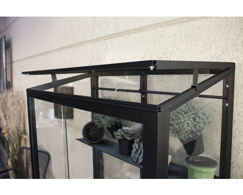 Vitavia Polis 350 balkonkas, enkelvoudig veiligheidsglas, inclusief rolfundering, 81x43 cm, zwart