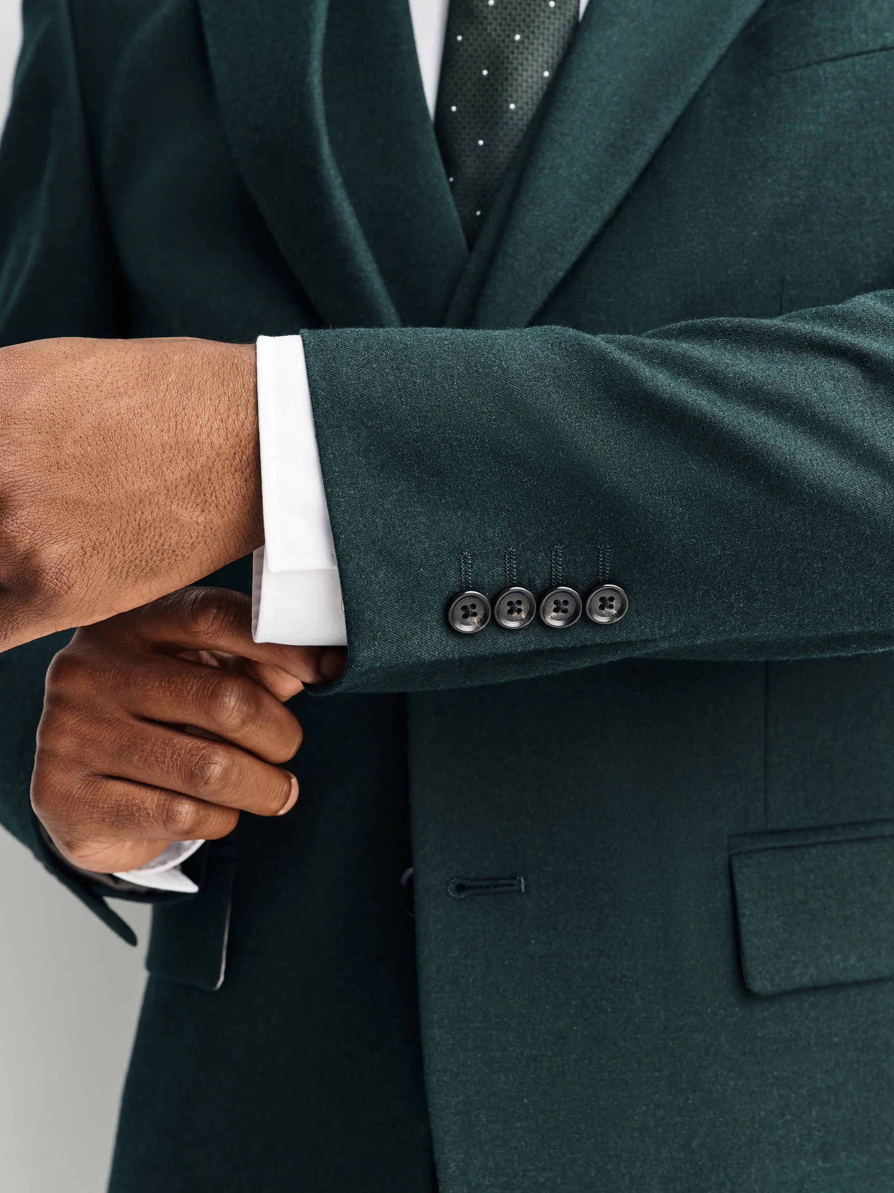 Groen - Slim-fit flanellen colbert