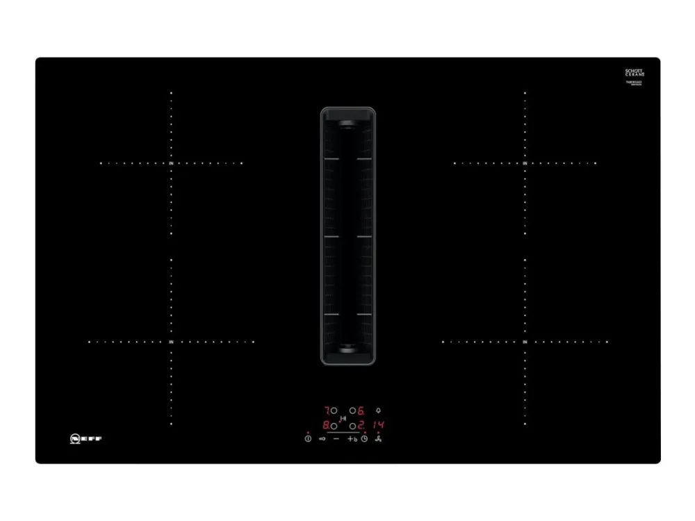 Neff N 50 T48CB1AX2 - Induktions kogeplade - 4 plader - Niche - bredde: 75 cm - dybde: 49 cm - Klasse B - rammeløs - sort med downdraft-udstødning (ekstraktion og recirkulation med ekstra ekstraktion og recurkulationssæt)