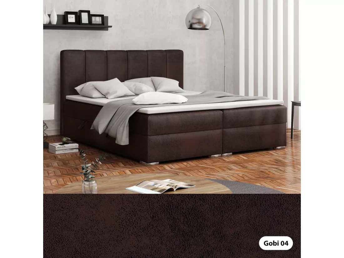 LIT BOXSPRING avec coffres Provo 160x200 cm, Gobi 04 (Brun foncé)