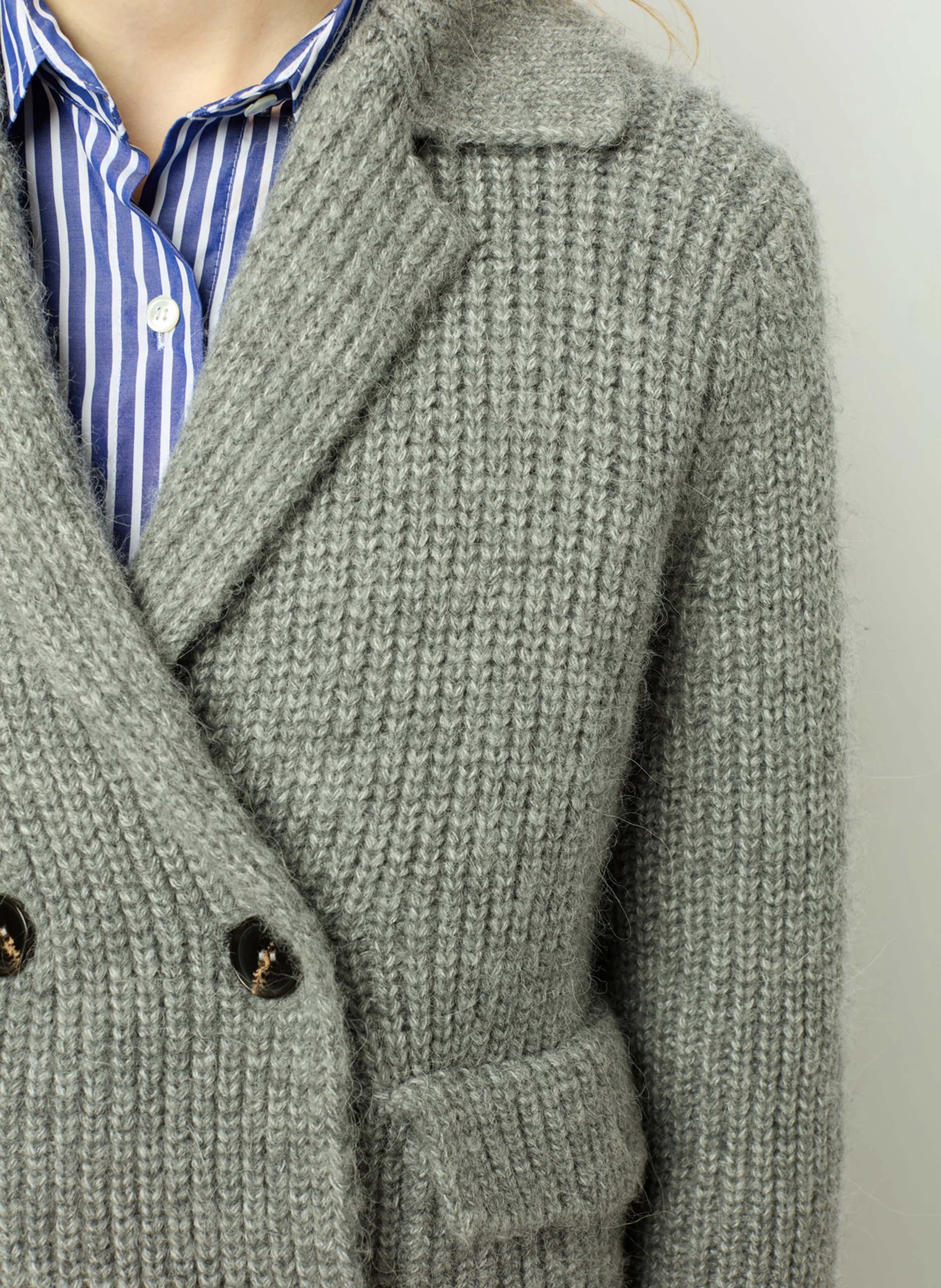 JOESSE - Gilet col classique en laine mélangée | Gris