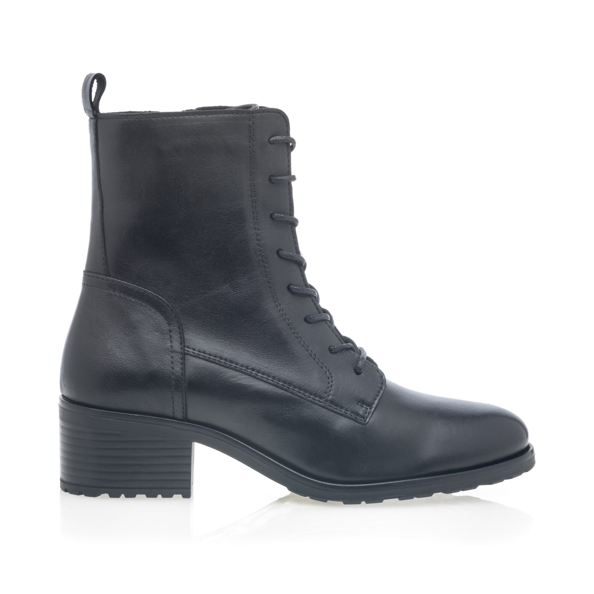 Bottines à lacets Femme en cuir noir
