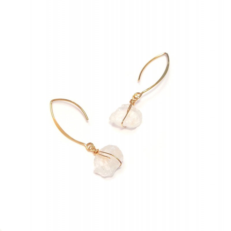 Boucles D'Oreilles Itá Cristal de Roche Argent 925 Doré