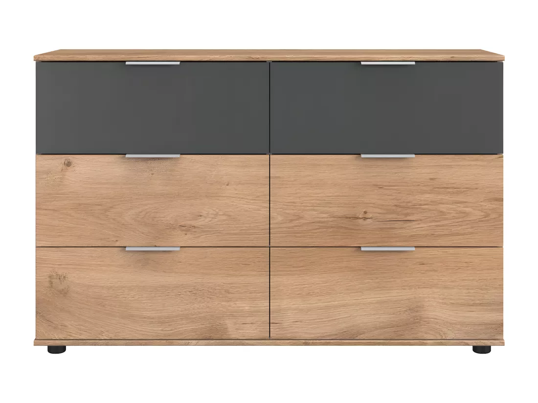 Chambre à coucher complète adulte (lit 160x200 cm + 2 chevets + 1 tiroir + armoire + commode)