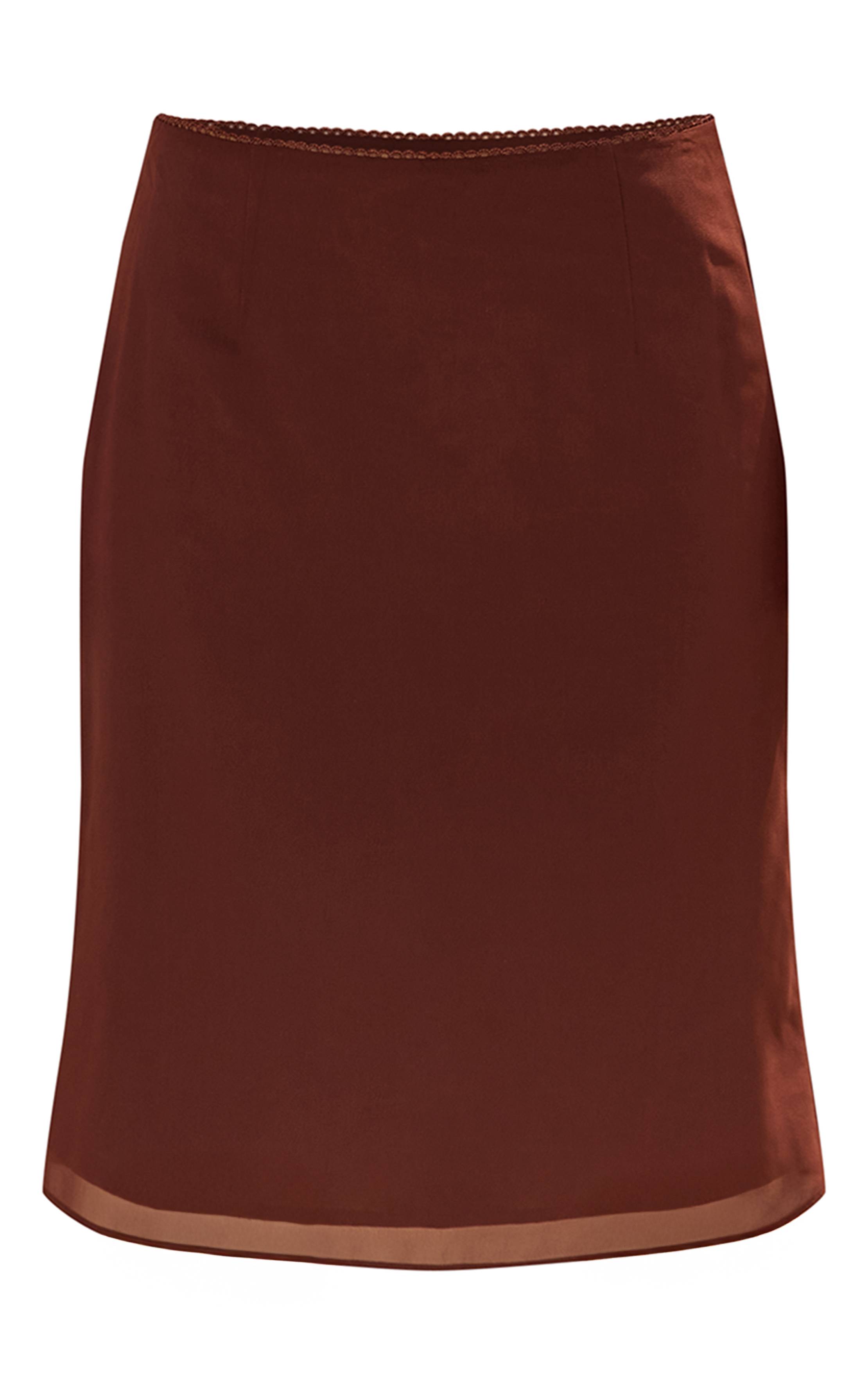 Chocolat Jupe Midi En Mousseline