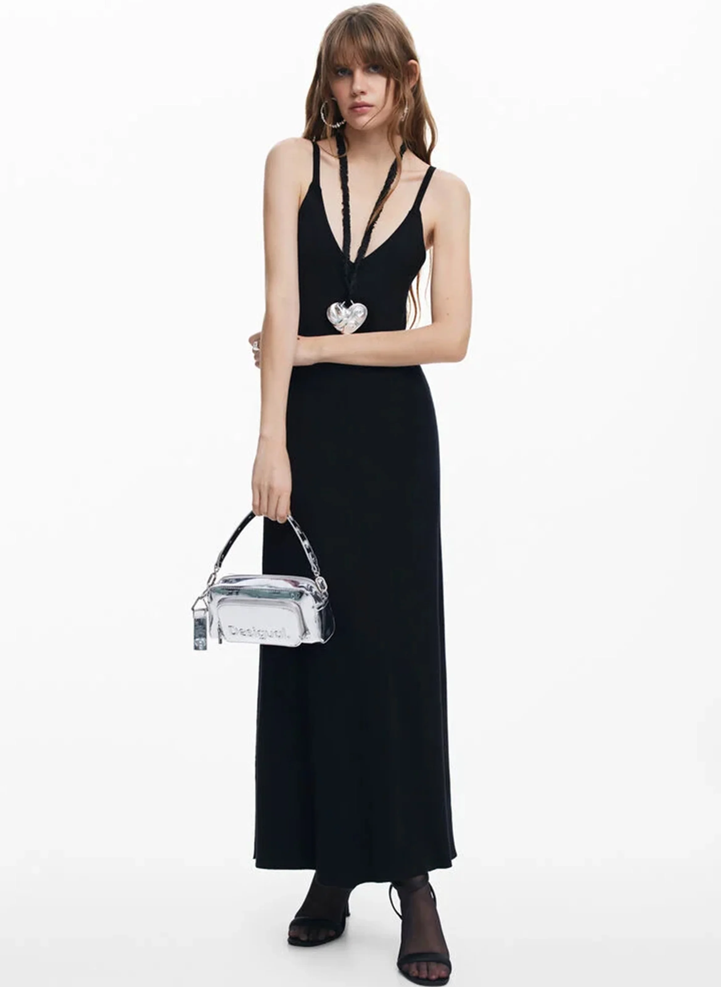Robe longue combinée | Noir