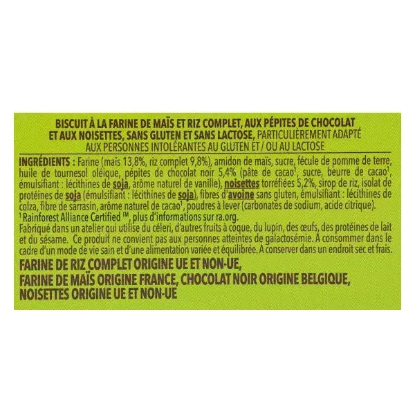 Biscoitos Gerblé com gotas de chocolate e avelã, sem glúten e sem lactose, 150g