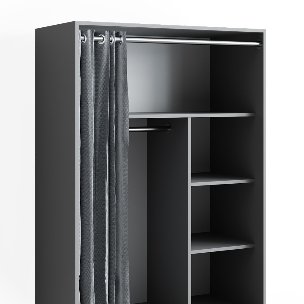 Vicco mobiler Kleiderschrank Dielenschrank Garderobe Doros Grau 100 x 147 cm offen rollbar