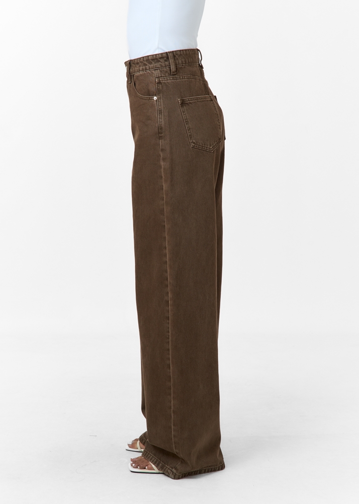 Wide leg classic jeans choco bruin
