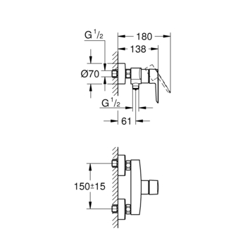 Grohe douchemengkraan Start mat zwart 15 cm