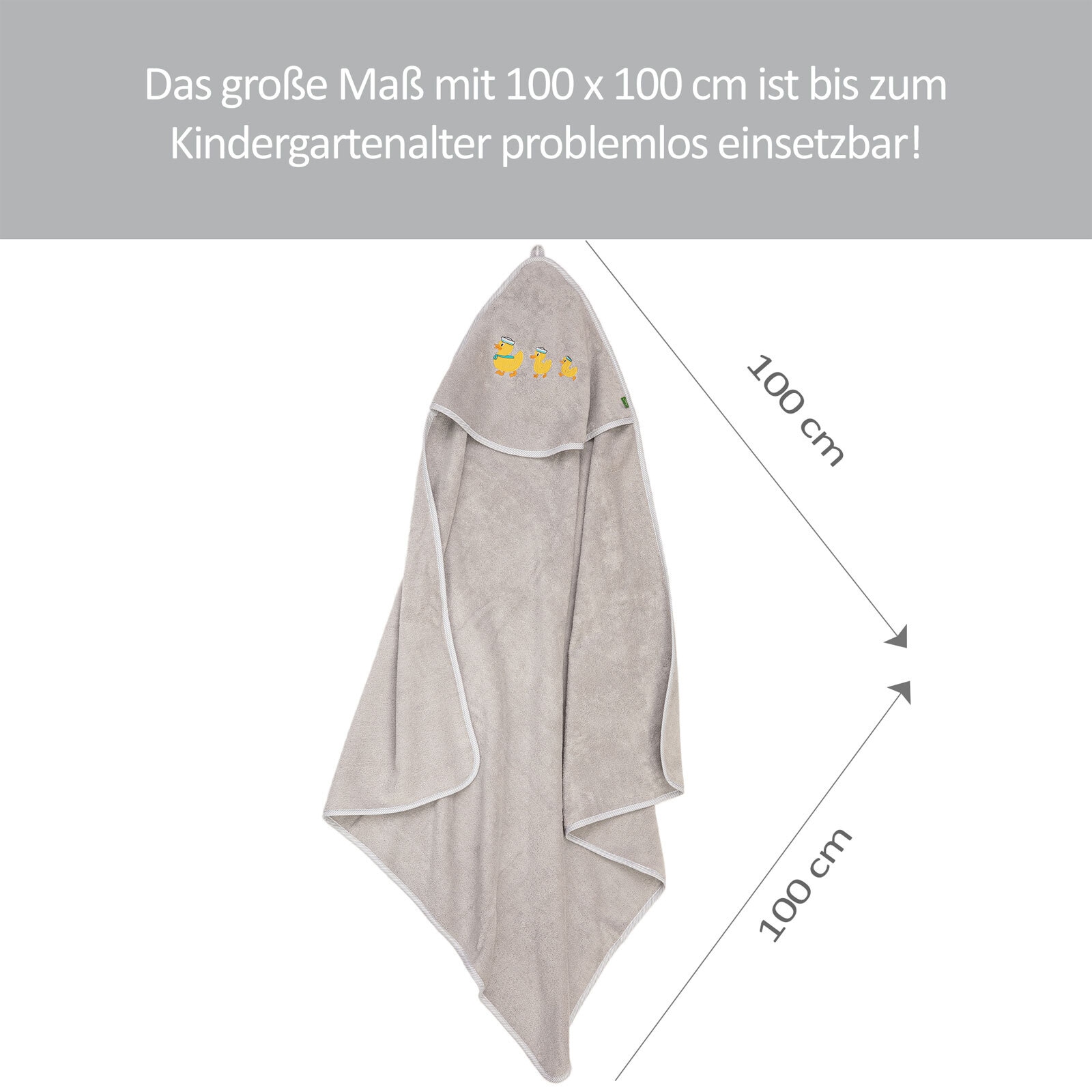 Smithy Kapuzenhandtuch ENTE 100 x 100 cm hellgrau