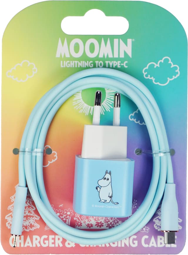 Moomin 20W Lightning til USB-C vægoplader 1m (blå)