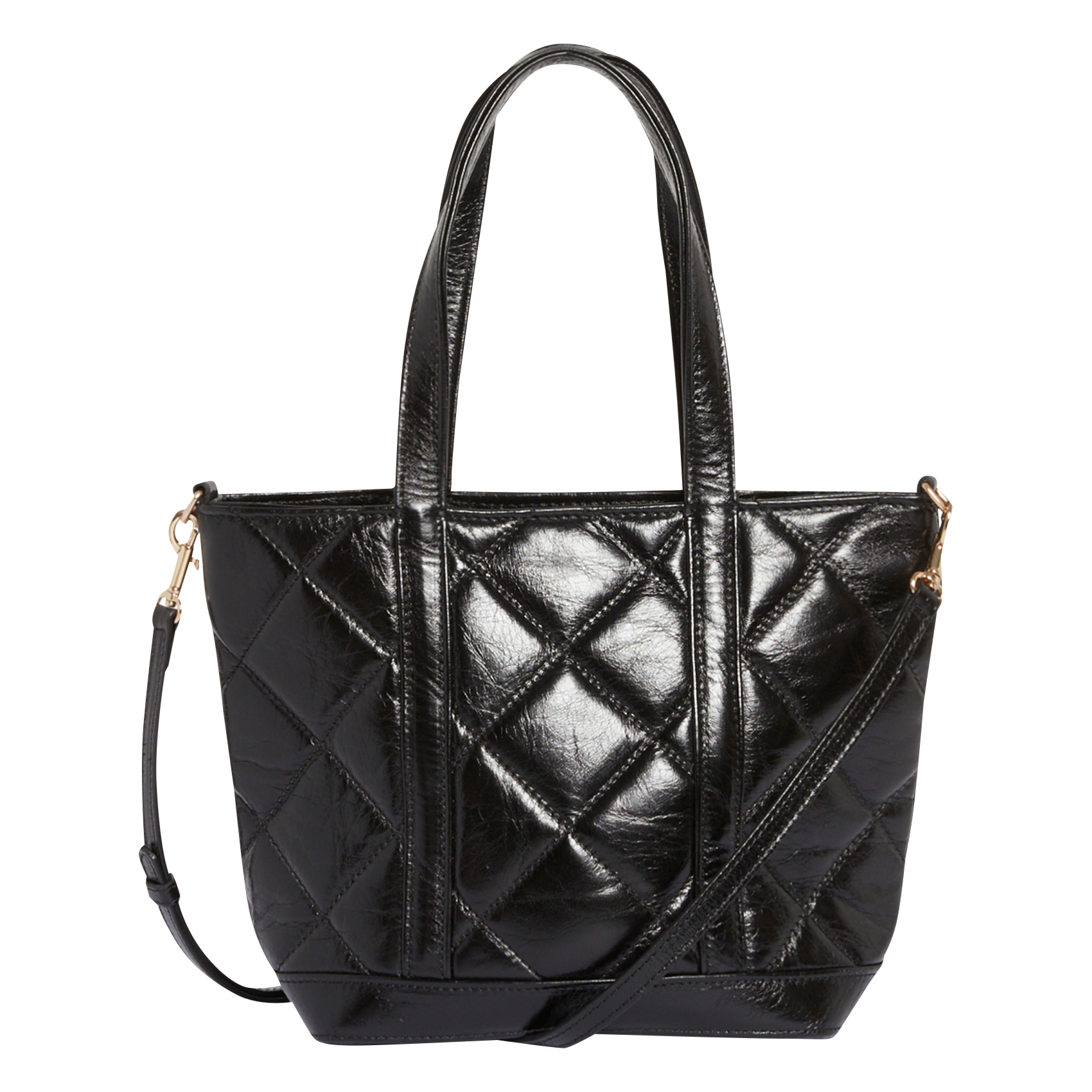 Sac épaule matelassé en cuir| Noir