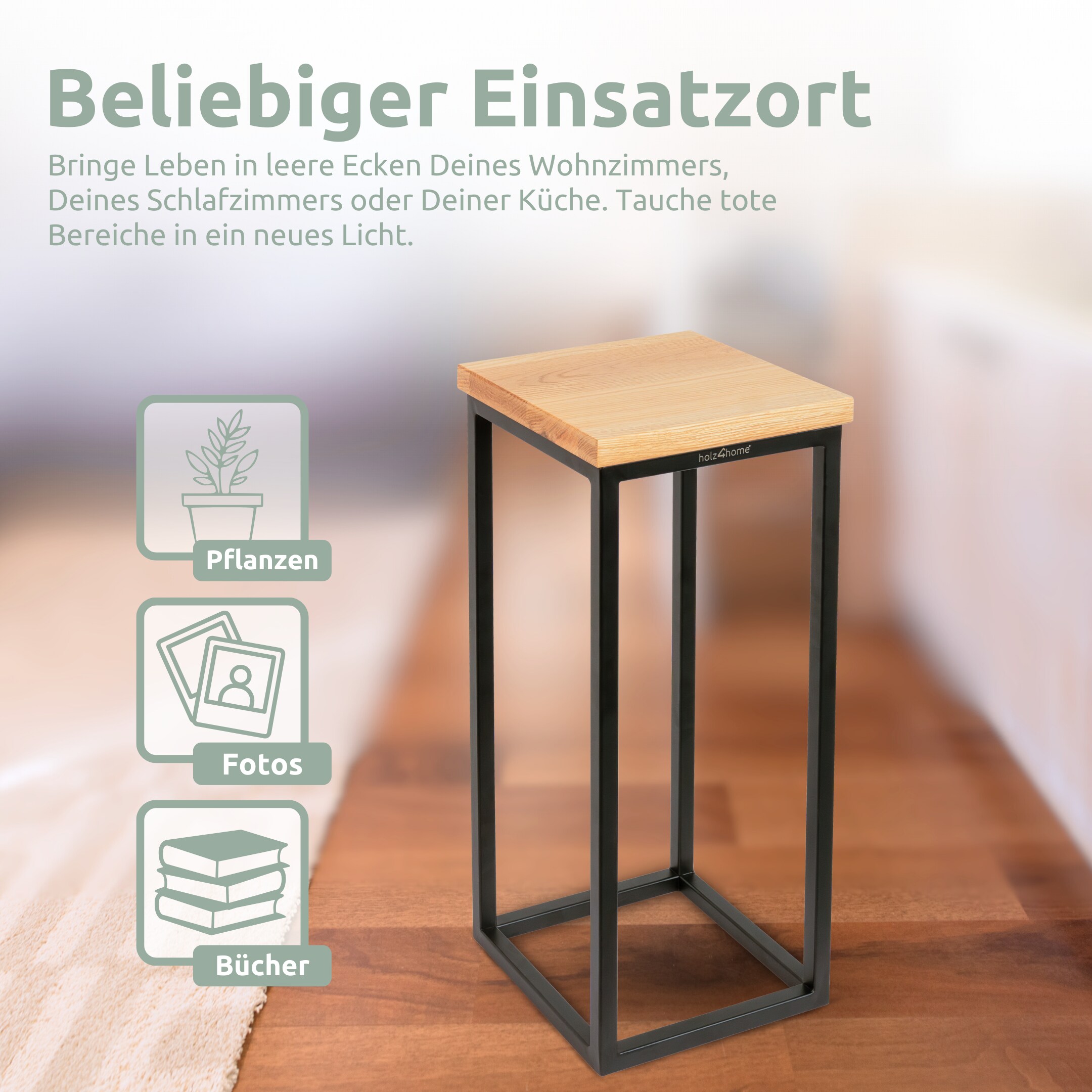 holz4home® Blumenständer Dekoständer Eiche Natur geölt | 50 cm