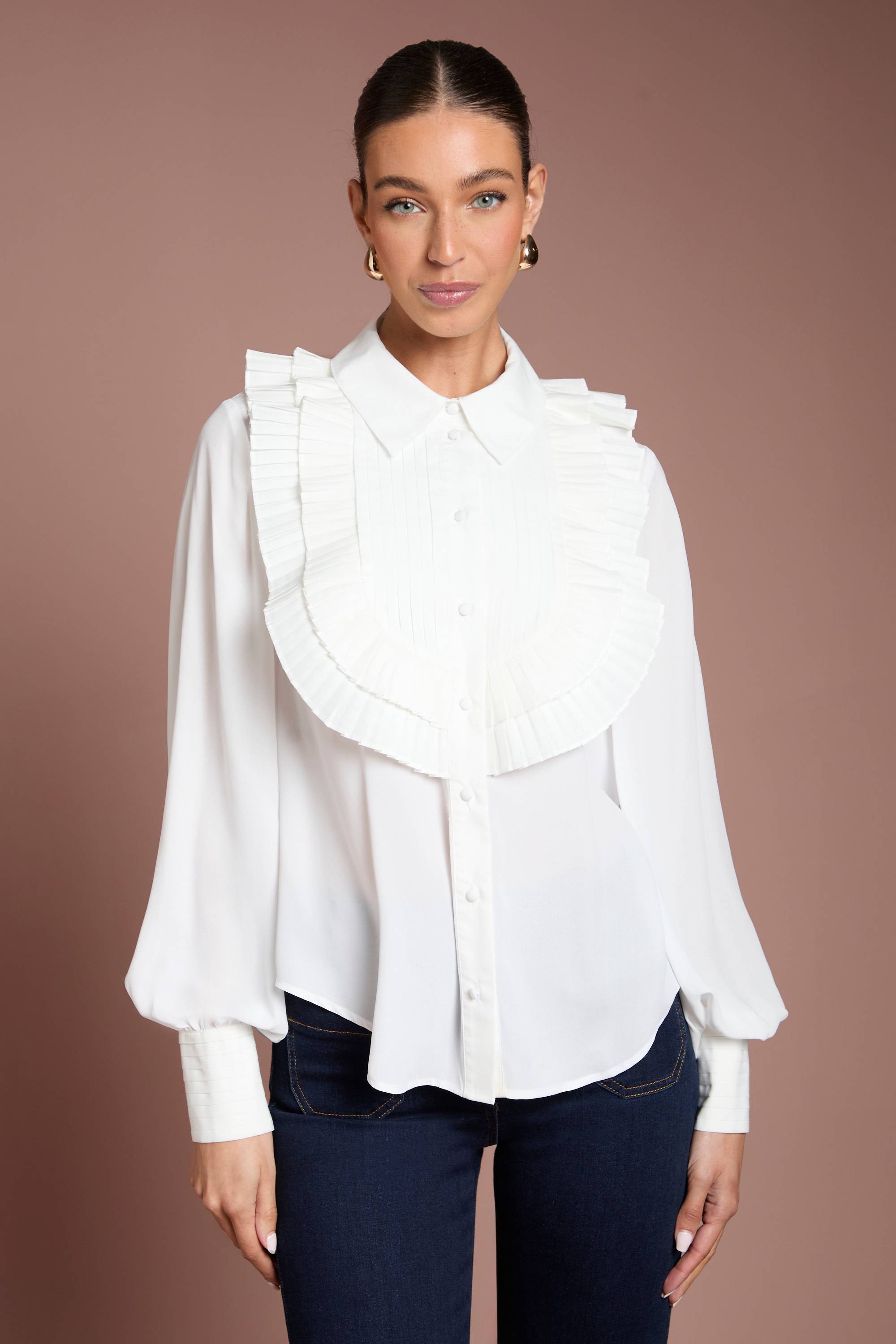 Coast Chemise en Popeline de Coton à Volants