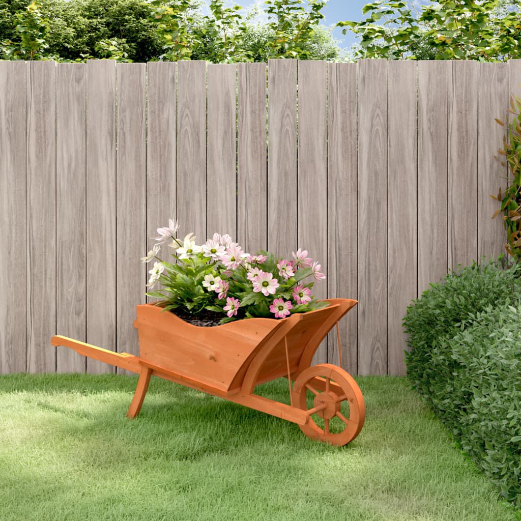 vidaXL Kruiwagen plantenbak 128x45,5x43 cm massief vurenhout