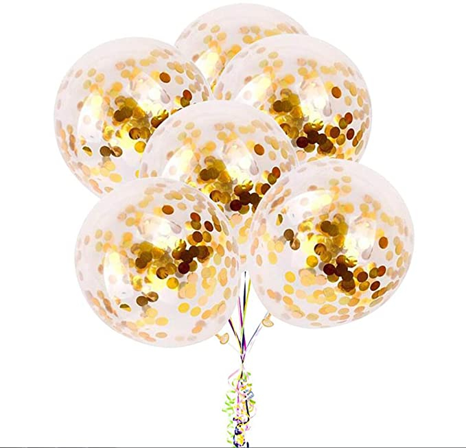 (10er Set) Bachelorette Party Ballons Funny Junggesellinnenabschied Luftballons mit Konfetti - Schwarz / Roségold / Gold
