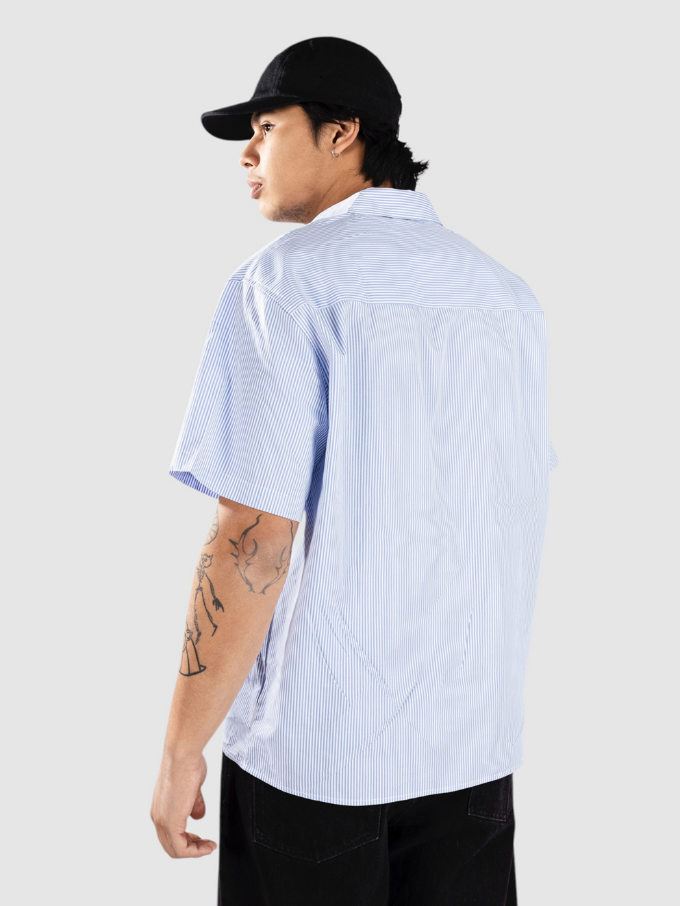 Another Cotton Lab Another Short Sleeve Shirt blue striped