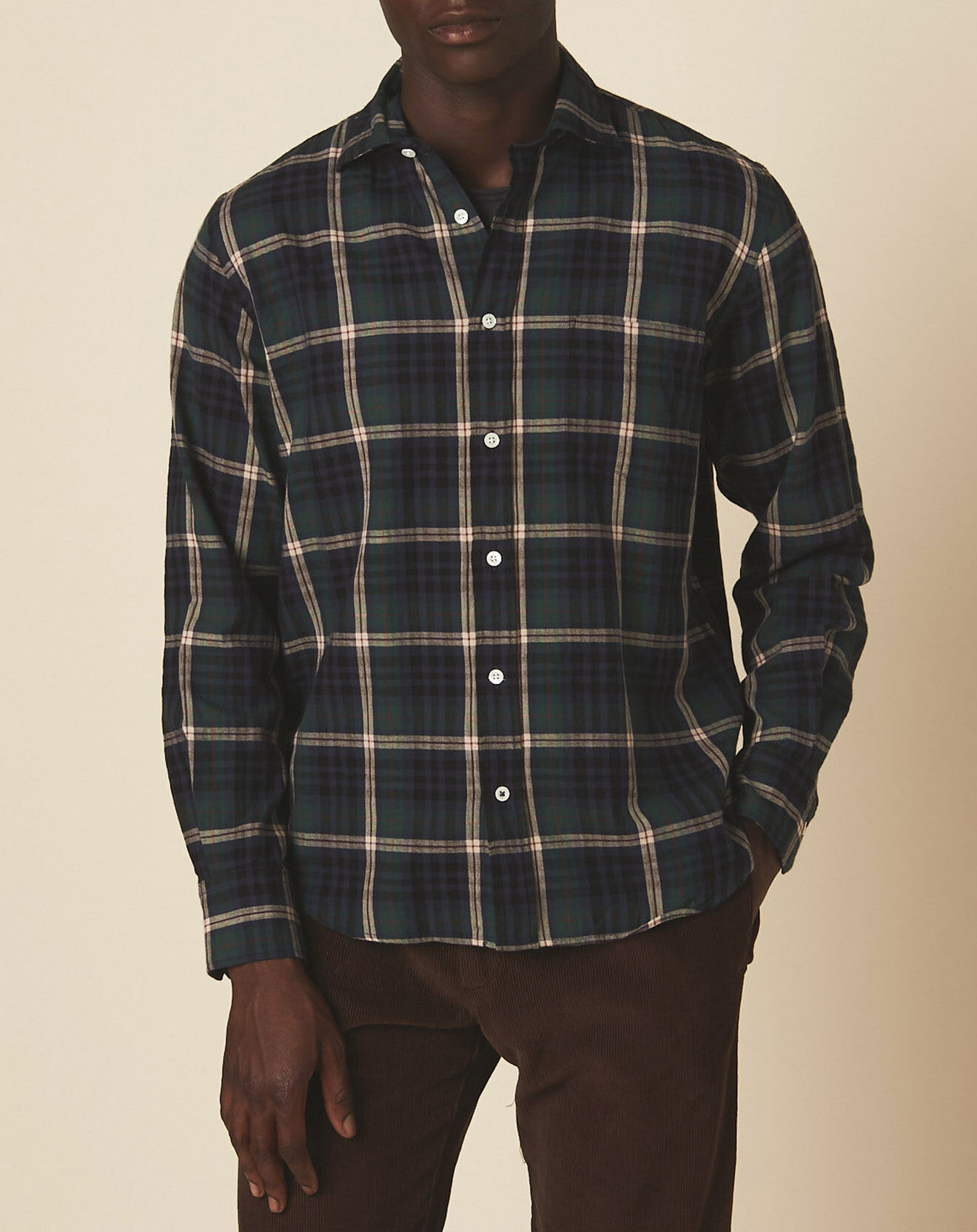 Hartford Chemise regular Paul à carreaux navy/indigo/vert