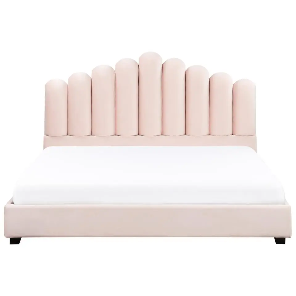 VINCENNES - Bed - Pastelroze - 180 x 200 cm - Fluweel