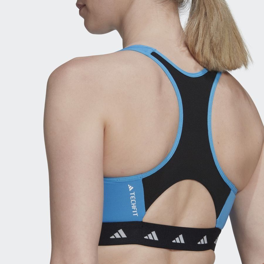 adidas Brassière PowerReact Medium Support - Bleu/Noir/Blanc Femme