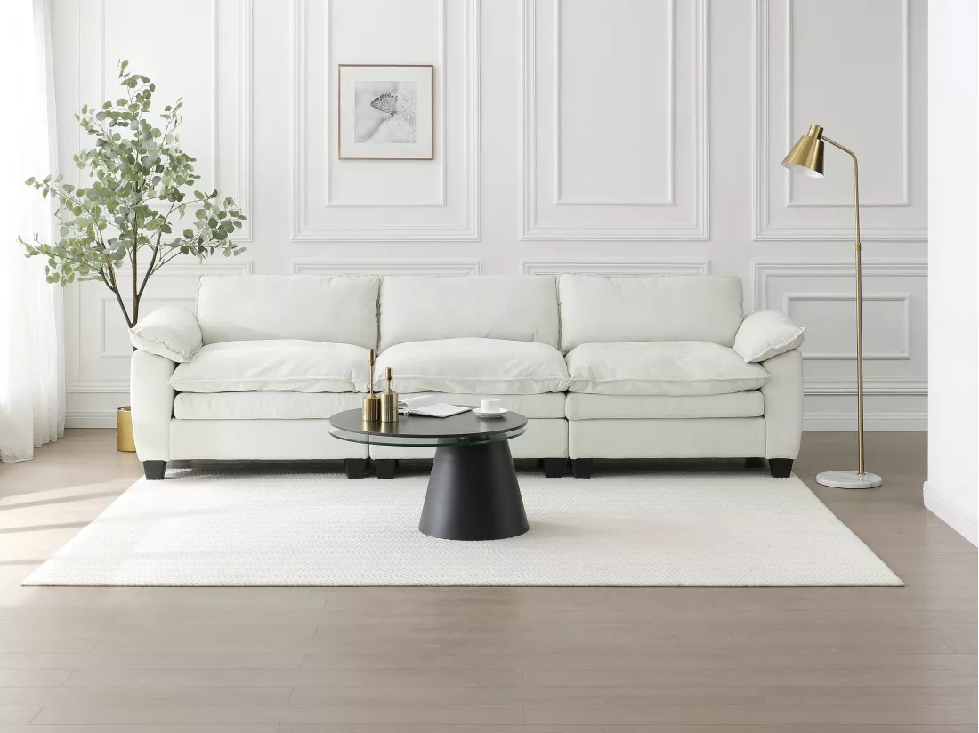 Table basse avec plateaux pivotants en céramique, verre trempé et métal - Effet marbre noir - NACESIA de Maison Céphy