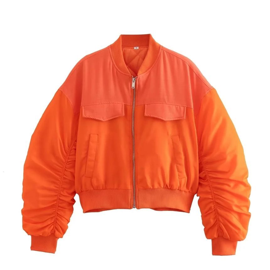 Opuscule - Tweekleurige bomberjack met rits en cropped pasvorm