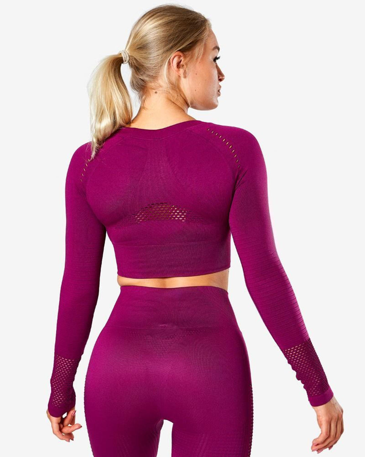 ICIW<br>Dynamic Seamless Long Sleeve Crop Top Mulberry - XS