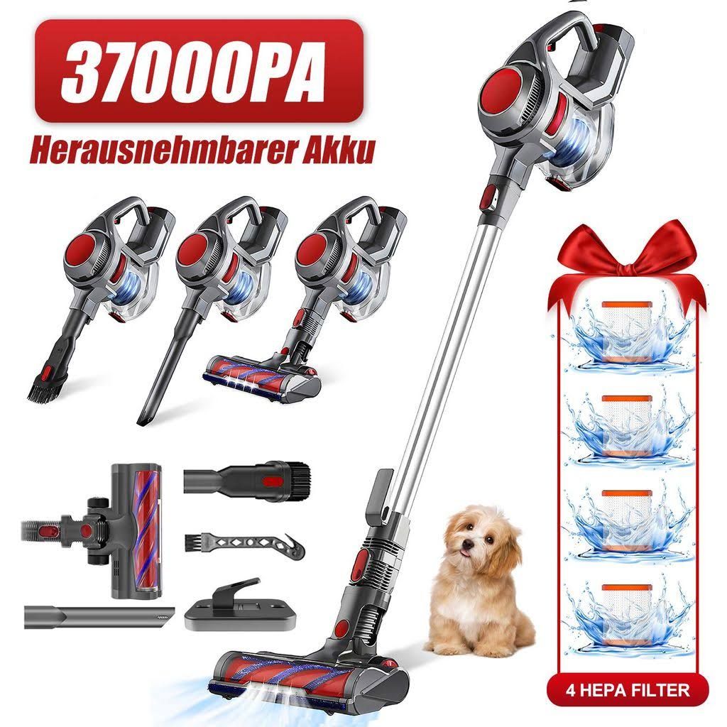 Aiibot Akku Staubsauger,37000Pa Staubsauger Kabellos,500W ,Herausnehmbarer Akku,50 min,8 in 1 akkustaubsauger ,5-in-1 Filtersystem Handstaubsauge,1.6L