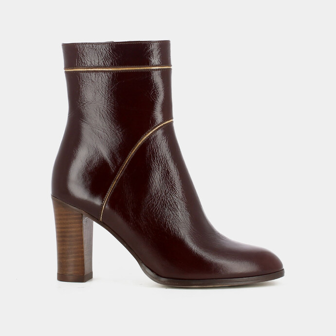 Bottines à talons hauts  en cuir vieilli marron