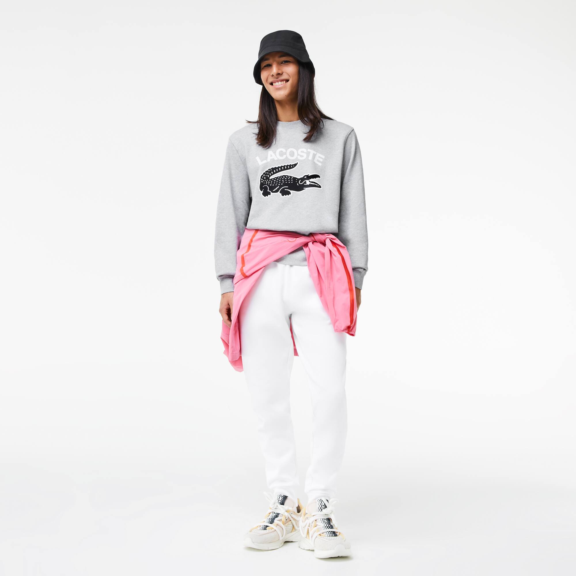 Sweatshirt homme Lacoste col rond imprimé crocodile Sweatshirts - Gris - Lacoste - Homme