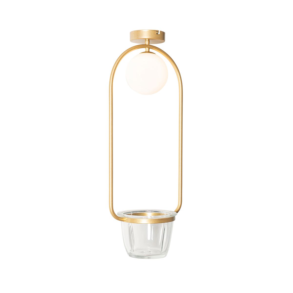 Art deco plafondlamp goud met wit glas - Isabella
