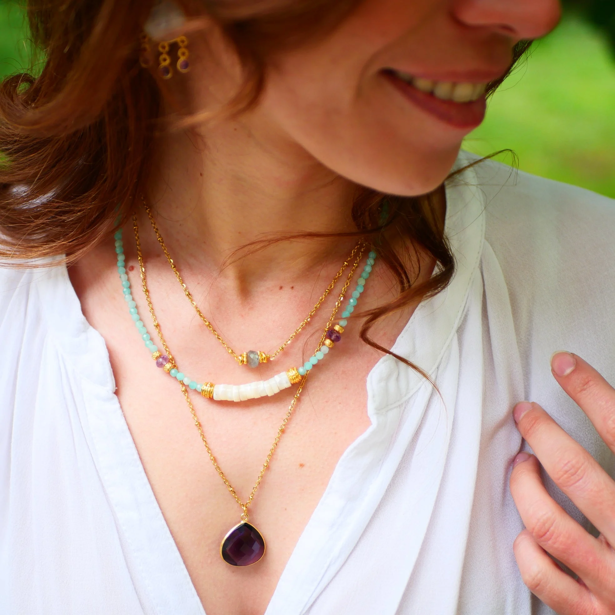 SEJAL - Collier amazonite et amethyste | Multicolore