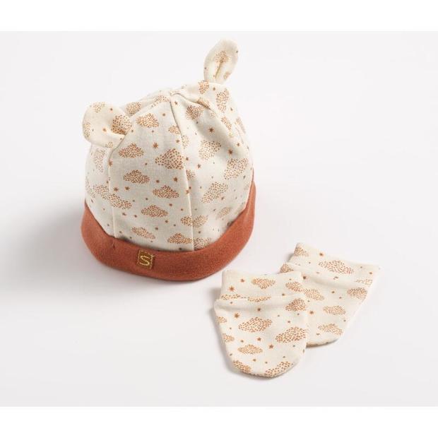 Bonnet et moufles naissance Orsino - Beige - SAUTHON Baby déco