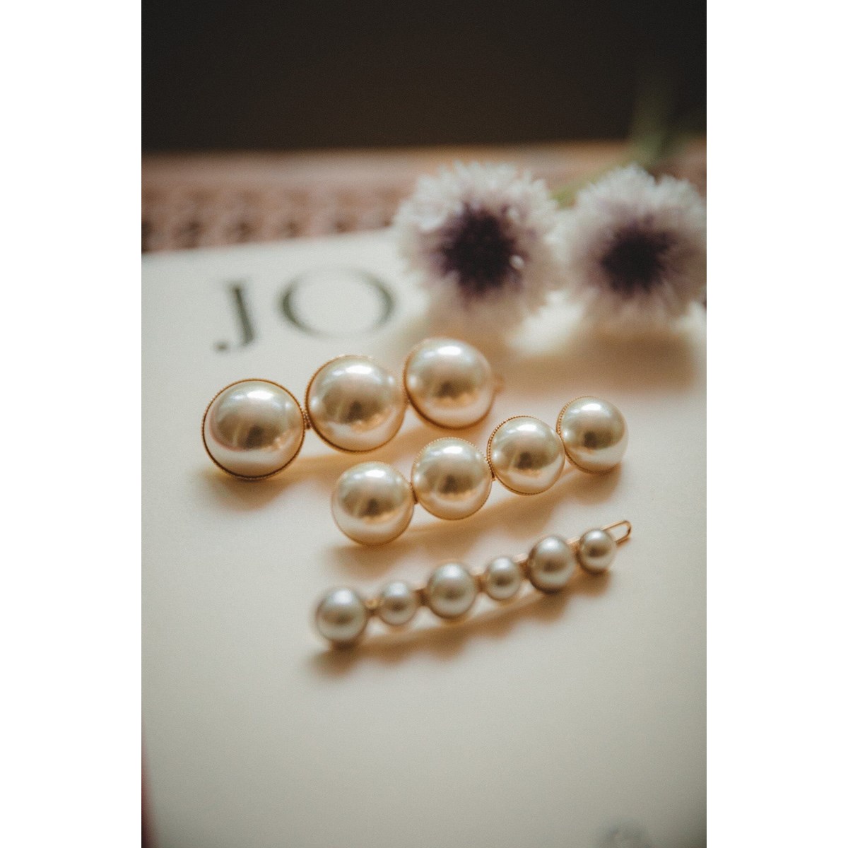 maxi barrette perles doré à l'or fin - NÉLYA