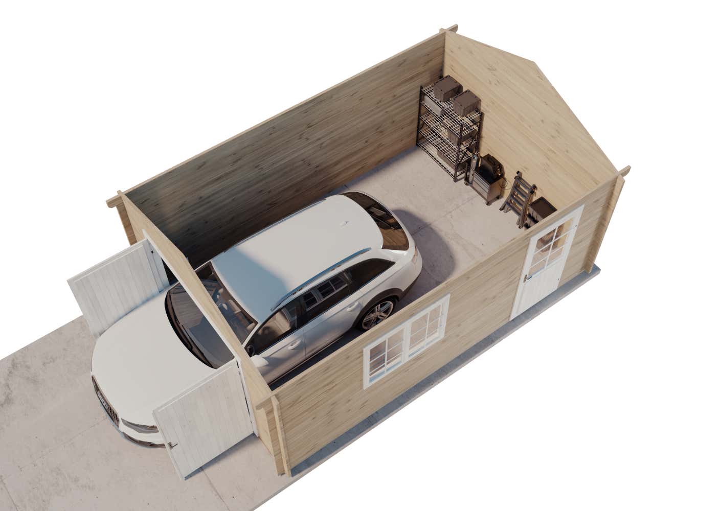 Alpholz A-70 ISO houten garage, natuurlijke houtlook, carport met 70 mm wanddikte, FSC-gecertificeerd, prefab garage met montagemateriaal, geïmpregneerd, 4x6m